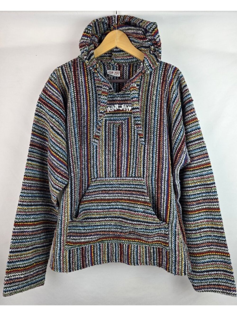 Ron Jon Surf Shop Men's Baja Hoodie Size XXL Striped Beach Drug Rug 90s Poncho